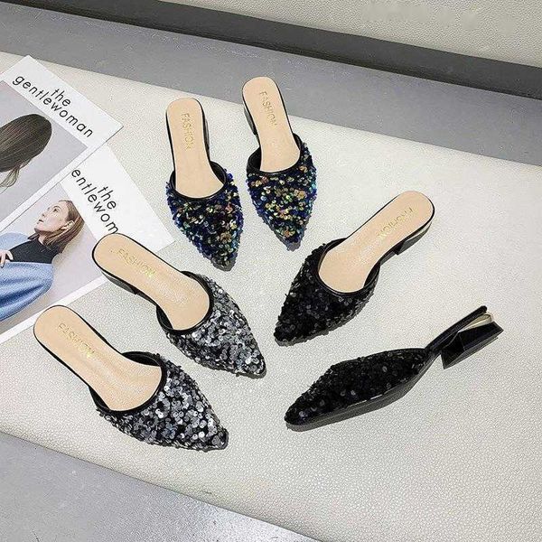 sandals fashion sequin pointed toe slides 3 cm square low heels students half slippers summer casual beach women outdoor mules 230417, Black
sandals fashion sequin pointed toe slides 3 cm square low heels students half slippers summer casual beach women outdoor mules 230417, Black