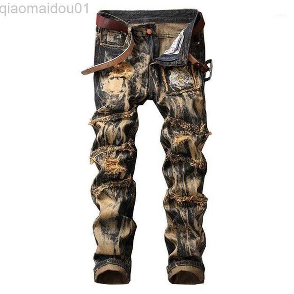 men's jeans men's jeans denim designer hole ripped for men fashions hip hop punk streetwear straight pants plus size trousers1 l23, Blue
men's jeans men's jeans denim designer hole ripped for men fashions hip hop punk streetwear straight pants plus size trousers1 l23, Blue