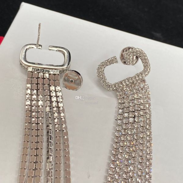 tasseled silver earrings delicate long tassel charm earrings diamond letter designer studs full rhinestone personality eardrops with box, Golden
tasseled silver earrings delicate long tassel charm earrings diamond letter designer studs full rhinestone personality eardrops with box, Golden