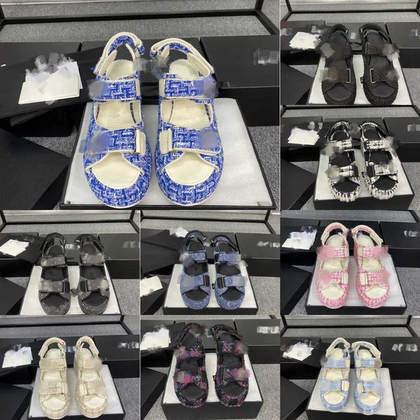 women ladies dad sandals hook loop summer plaid tweed designer sandles shoes platform flats high heel 7.5cm wedge buckle c sandales slip on, Black
women ladies dad sandals hook loop summer plaid tweed designer sandles shoes platform flats high heel 7.5cm wedge buckle c sandales slip on, Black