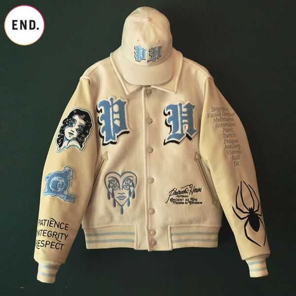new china-chic hip hop white woolen heavy industry embroidery american baseball uniform couple jacket autumn and winter thickened coat, Black;brown
new china-chic hip hop white woolen heavy industry embroidery american baseball uniform couple jacket autumn and winter thickened coat, Black;brown