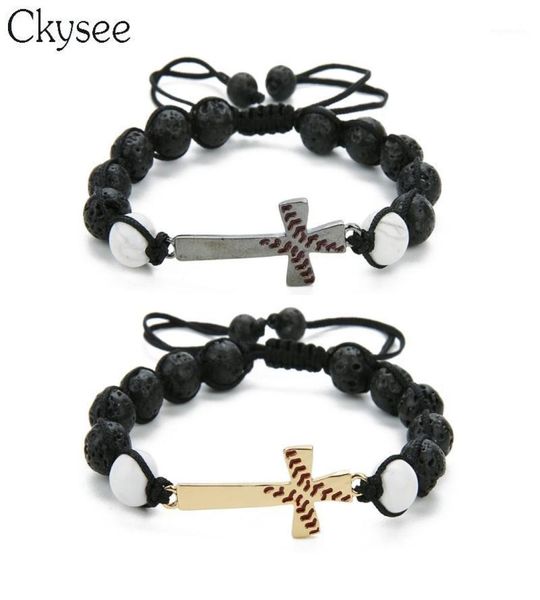 ckysee handmade braided macrame black lave stone beaded bracelet baseball cross bracelet christian jewelry for women and men18625333, Golden;silver
ckysee handmade braided macrame black lave stone beaded bracelet baseball cross bracelet christian jewelry for women and men18625333, Golden;silver