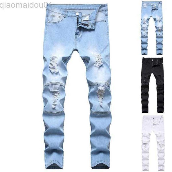 men's jeans men's jeans streetwear knee ripped skinny men personality denim trousers stretch hip hop cargo l230725, Blue
men's jeans men's jeans streetwear knee ripped skinny men personality denim trousers stretch hip hop cargo l230725, Blue