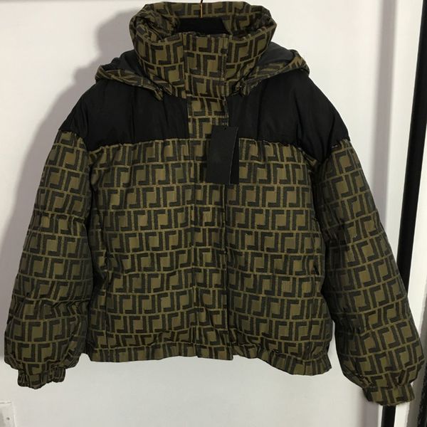 7.25 streetwear letter jacquard hooded zipper women's parkas, Black