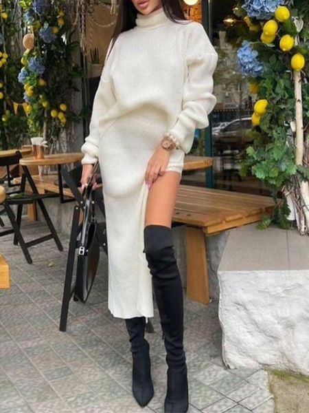 two piece dress two piece dress knit womens turtleneck sweater midi skirt set winter loose long sleeve pullovers side split skirts sets ladi, White
two piece dress two piece dress knit womens turtleneck sweater midi skirt set winter loose long sleeve pullovers side split skirts sets ladi, White