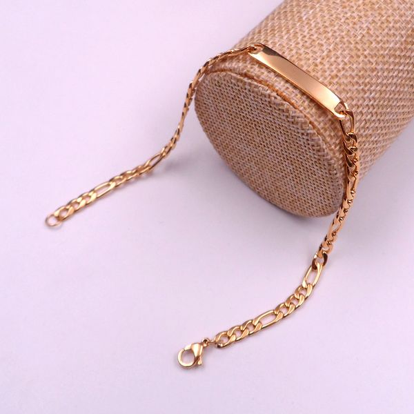10pcs thin id bracelet figaro chain link stainless steel bangle jewelry silver / gold for women men gifts 4.5mm 8.66'', Black
10pcs thin id bracelet figaro chain link stainless steel bangle jewelry silver / gold for women men gifts 4.5mm 8.66'', Black