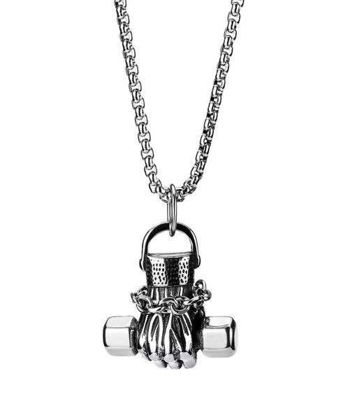 fashion design men stainless steel holding dumbbell pendant necklace hip hop jewelry 70cm long link chain punk designer necklaces 8609610, Silver
fashion design men stainless steel holding dumbbell pendant necklace hip hop jewelry 70cm long link chain punk designer necklaces 8609610, Silver