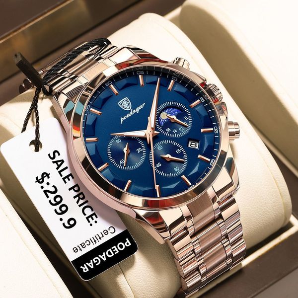 wristwatches poedagar luxury man wristwatch military waterproof luminous chronograph men watch stainless steel mens quartz watchesbox reloj, Slivery;brown
wristwatches poedagar luxury man wristwatch military waterproof luminous chronograph men watch stainless steel mens quartz watchesbox reloj, Slivery;brown