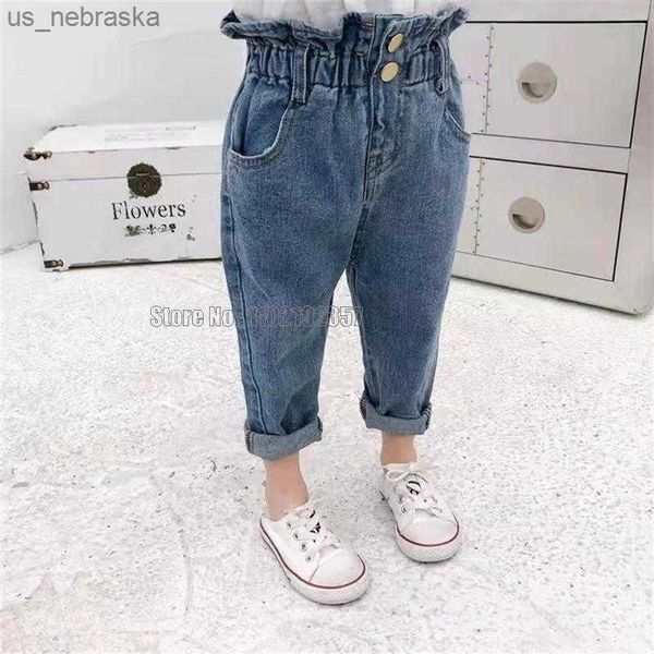 spring autumn new girls high waist jeans trousers cotton casual baby feet pants teenager denim boys clothes l230518, Blue
spring autumn new girls high waist jeans trousers cotton casual baby feet pants teenager denim boys clothes l230518, Blue
