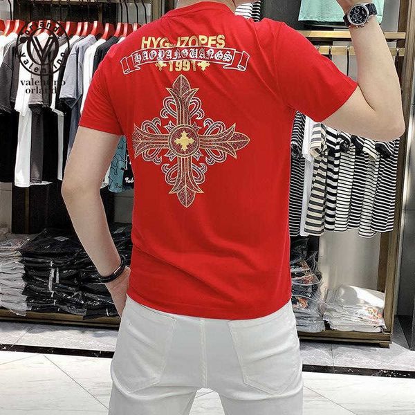 summer new round neck short sleeve t-shirt men's fashion brand slim fit printing gold silk light cotton handsome half, White;black
summer new round neck short sleeve t-shirt men's fashion brand slim fit printing gold silk light cotton handsome half, White;black