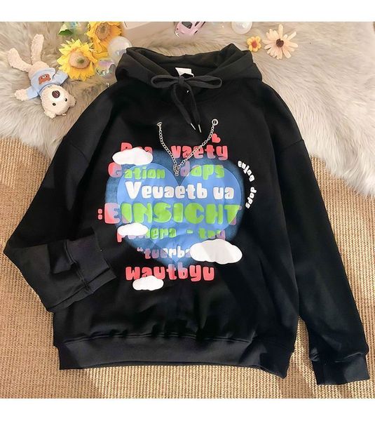 womens hoodies sweatshirts style with chain suede american high street black foam letter hoodie female vibe student couple loose y2k 230724
womens hoodies sweatshirts style with chain suede american high street black foam letter hoodie female vibe student couple loose y2k 230724