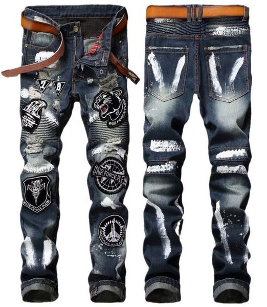 unique mens jeans distressed pleated tiger badge ripped fashion designer retro washed blue motorcycle straight leg denim pants nn02612308
unique mens jeans distressed pleated tiger badge ripped fashion designer retro washed blue motorcycle straight leg denim pants nn02612308
