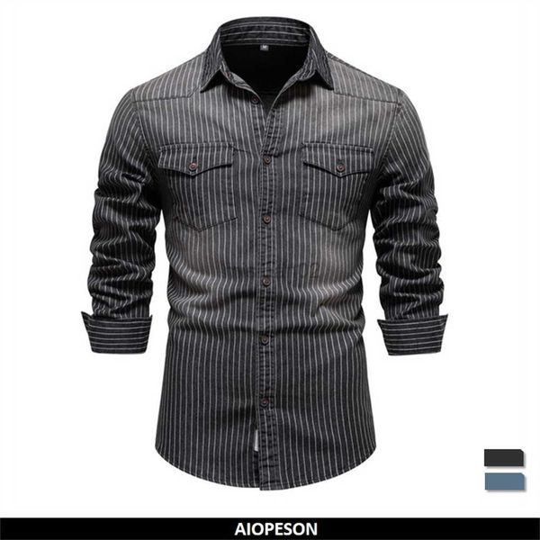 men's casual shirts aiopeson cotton men denim shirts striped stretch long sleeve jeans shirts for men casual slim cowboy shirts man hkd, White;black
men's casual shirts aiopeson cotton men denim shirts striped stretch long sleeve jeans shirts for men casual slim cowboy shirts man hkd, White;black