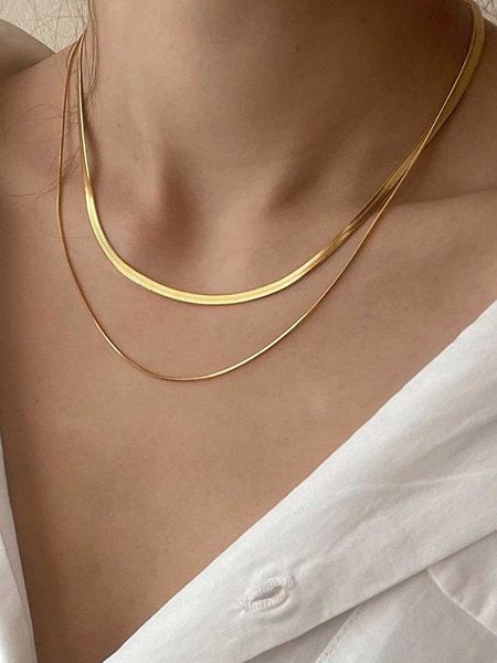 women's accessories 2pcs/set minimalist chain necklace, Silver