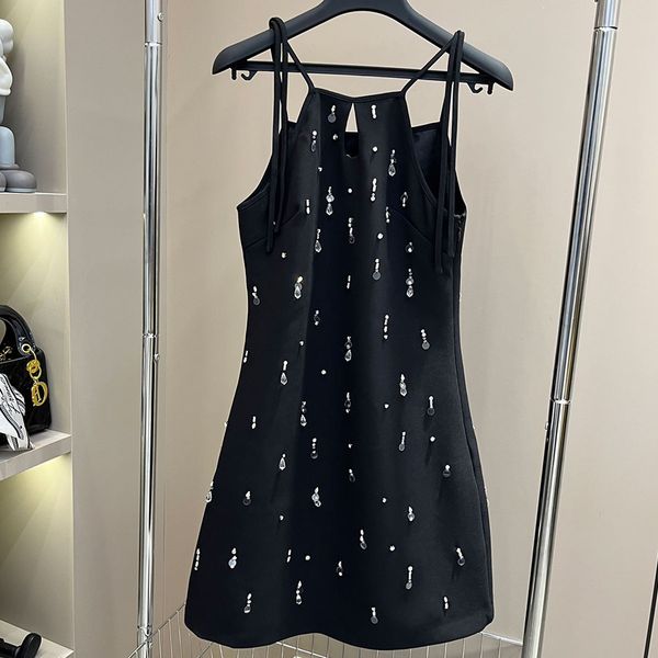 designer dress french women designer clothing handmade beaded crystal sequins decoration slip dress women, Black;gray
designer dress french women designer clothing handmade beaded crystal sequins decoration slip dress women, Black;gray