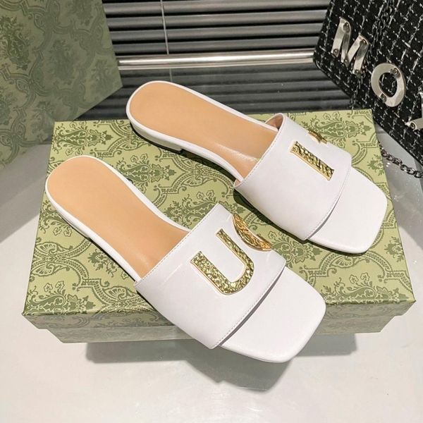 luxury brand slippers designer sandals women's flip-flops fashion leather slippers metal buckle decorative flat shoes women's summ, Black
luxury brand slippers designer sandals women's flip-flops fashion leather slippers metal buckle decorative flat shoes women's summ, Black