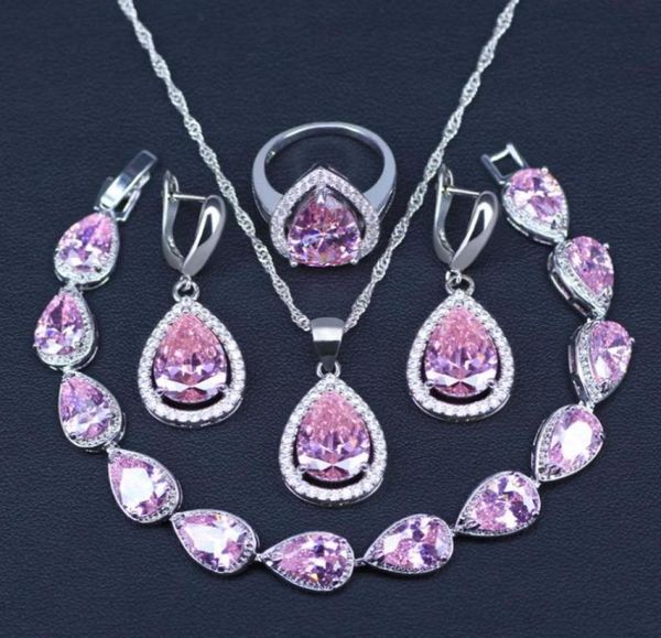 earrings necklace promotion pink cubic zircon water drop silver color jewelry set ring bracelet4431567
earrings necklace promotion pink cubic zircon water drop silver color jewelry set ring bracelet4431567