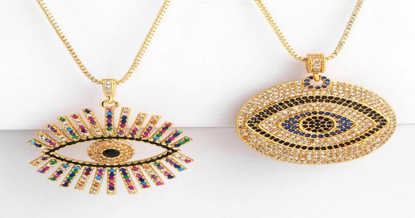 evil eye necklace iced out pendant luxury colorful cz collar necklaces fashion women girl 18k gold plated cubic zirconia choker je7294757, Silver
