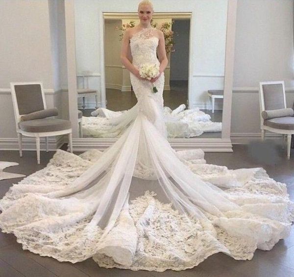 gorgeous one shoulder lace wedding dresses 2015 lace appliques cathedral train mermaid wedding dress sheer tulle ruched elegant br3150040, White
gorgeous one shoulder lace wedding dresses 2015 lace appliques cathedral train mermaid wedding dress sheer tulle ruched elegant br3150040, White
