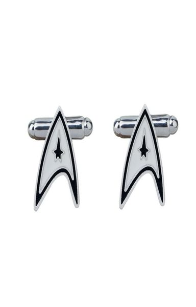 white and black star trek ensign badge wars cufflinks for men6468892, Silver
