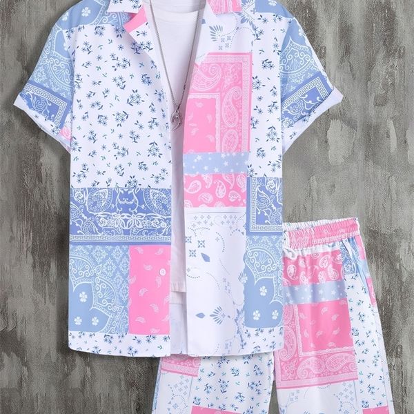 men s tracksuits men random paisley scarf print shirt drawstring shorts without tee 230724, Gray
men s tracksuits men random paisley scarf print shirt drawstring shorts without tee 230724, Gray