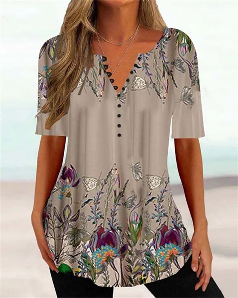 womens tshirt elegant plant flowers print loose tees ladies summer button splicing v neck pullover short sleeve 230724, White
womens tshirt elegant plant flowers print loose tees ladies summer button splicing v neck pullover short sleeve 230724, White