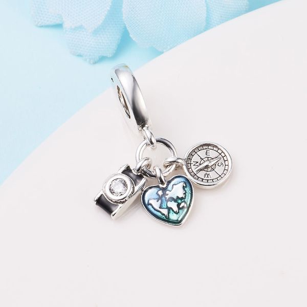 925 sterling silver camera, heart & compass triple dangle charm bead fits european pandora jewelry charm bracelets and necklaces, Black
925 sterling silver camera, heart & compass triple dangle charm bead fits european pandora jewelry charm bracelets and necklaces, Black