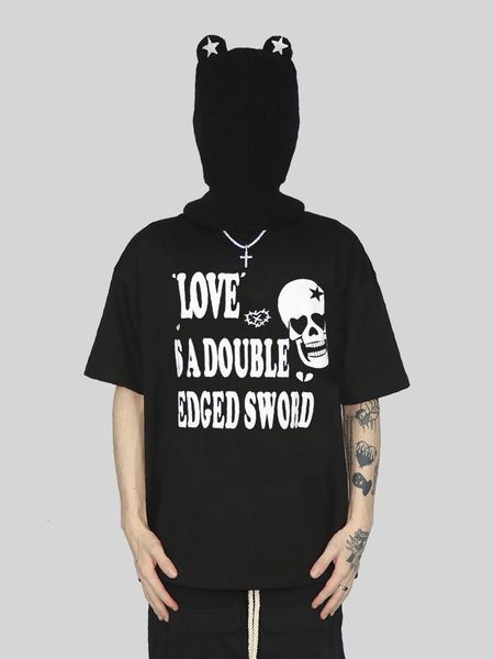 men's tshirts american retro men skull letter print cotton shortsleeved tshirt and women couple models round neck y2k 230724, White;black
men's tshirts american retro men skull letter print cotton shortsleeved tshirt and women couple models round neck y2k 230724, White;black