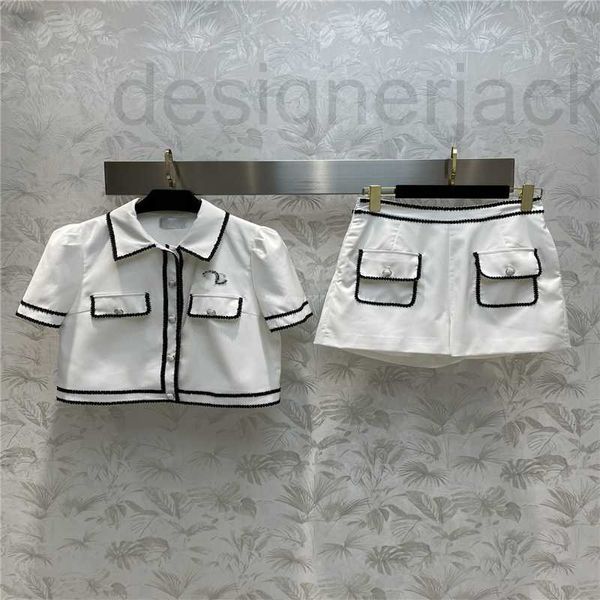 women's two piece pants designer women sets with letter brooch girls brand milan runway outwear short sleeve jacket blazer crop coat s, White
women's two piece pants designer women sets with letter brooch girls brand milan runway outwear short sleeve jacket blazer crop coat s, White