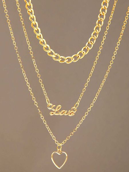 women's accessories heart decor layered chain choker, Golden;silver 
women's accessories heart decor layered chain choker, Golden;silver