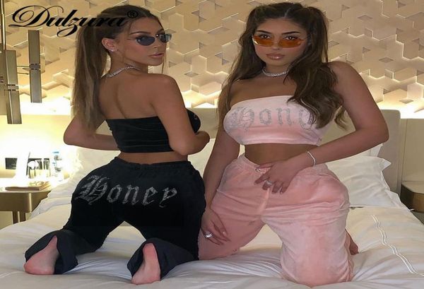 dulzura velvet rhine letter print women two piece set tube crop high waist wide leg pants tracksuit sporty summer5677009, Gray
dulzura velvet rhine letter print women two piece set tube crop high waist wide leg pants tracksuit sporty summer5677009, Gray