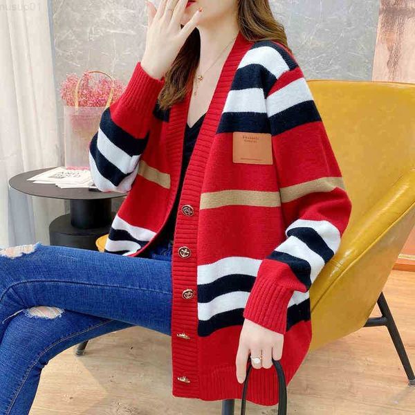 women's sweaters striped knitted cardigan jacket 2022 spring autumn dress foreign style women's loose thickened sweater l230725, White;black
women's sweaters striped knitted cardigan jacket 2022 spring autumn dress foreign style women's loose thickened sweater l230725, White;black