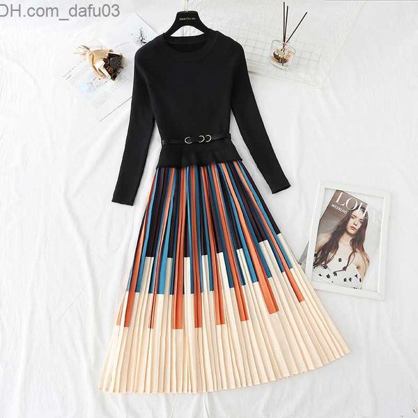 basic casual dresses casual dresses autumn winter elegant striped print knitted stitching pleated dress women long sleeve thick pullover z23, Black;gray
basic casual dresses casual dresses autumn winter elegant striped print knitted stitching pleated dress women long sleeve thick pullover z23, Black;gray