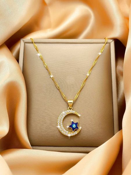 women's accessories 1pc evil eye detail star decor rhinestone moon pendant necklace copper jewelry, Silver
women's accessories 1pc evil eye detail star decor rhinestone moon pendant necklace copper jewelry, Silver