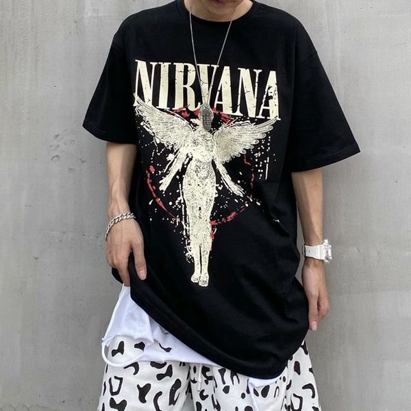 men's casual shirts 2023 high street american style retro angel print shortsleeved tshirt male hiphop loose design fashion allmatch 23, White;black
men's casual shirts 2023 high street american style retro angel print shortsleeved tshirt male hiphop loose design fashion allmatch 23, White;black