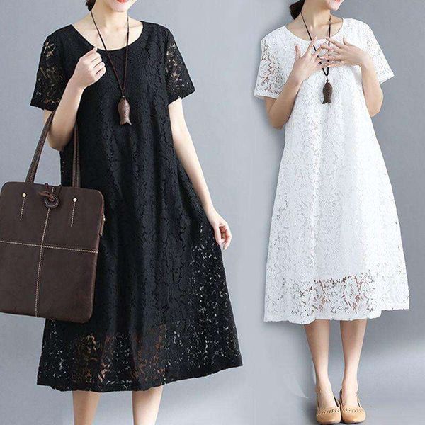 large size fat mm loose mid long a line skirt summer dress slim showing and flesh covering lace short sleeved for, Black;gray
large size fat mm loose mid long a line skirt summer dress slim showing and flesh covering lace short sleeved for, Black;gray