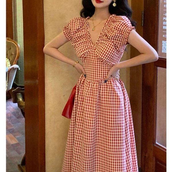 pinyou roman holiday french v neck high waisted figure flattering plaid dress summer style lace short sleeved for, Black;gray
pinyou roman holiday french v neck high waisted figure flattering plaid dress summer style lace short sleeved for, Black;gray