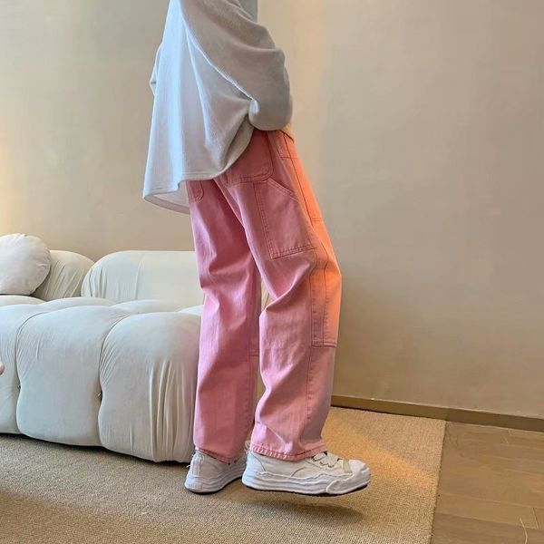men's jeans fashion pink baggy men cargo jeans pants elegant straight casual women solid long trousers y2k clothes pantalon homme 23072, Blue
men's jeans fashion pink baggy men cargo jeans pants elegant straight casual women solid long trousers y2k clothes pantalon homme 23072, Blue
