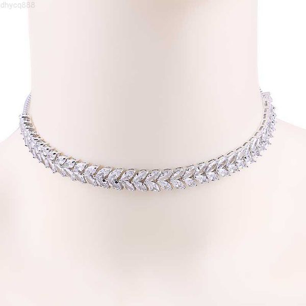 women trendy jewellery marquise leaf cubic zirconia shining tennis choker necklace, Silver
women trendy jewellery marquise leaf cubic zirconia shining tennis choker necklace, Silver
