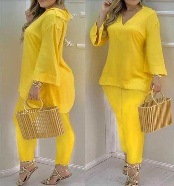 women 2 piece pants new solid color trumpet sleeve vneck and trousers fashionable women039s suit5485576, Gray
women 2 piece pants new solid color trumpet sleeve vneck and trousers fashionable women039s suit5485576, Gray