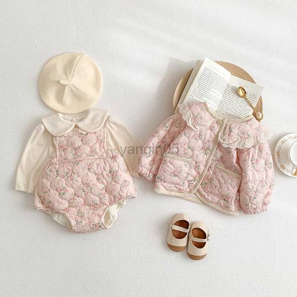down coat 2023 korean ins winter newborn girls clothes set cotton padded floral romper solid button pocket jacket toddler girl outfit hkd230, Blue;gray
down coat 2023 korean ins winter newborn girls clothes set cotton padded floral romper solid button pocket jacket toddler girl outfit hkd230, Blue;gray