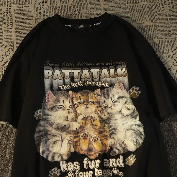 men's casual shirts european and american high street brand hiphop cotton short sleeved cat pattern tshirt men retro style 230724, White;black
men's casual shirts european and american high street brand hiphop cotton short sleeved cat pattern tshirt men retro style 230724, White;black