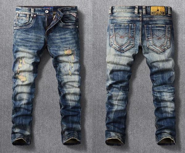 men039s jeans ly vintage fashion men retro blue elastic slim fit ripped embroidery designer casual denim pants9750686
men039s jeans ly vintage fashion men retro blue elastic slim fit ripped embroidery designer casual denim pants9750686