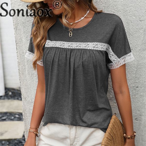 womens tshirt elegant lace splicing pleated women short sleeve o neck pullover tees summer ladies comfortable casual 230724, White
womens tshirt elegant lace splicing pleated women short sleeve o neck pullover tees summer ladies comfortable casual 230724, White