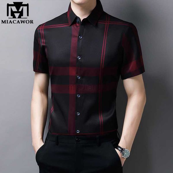 men's casual shirts 2023 new plaid shirt men silk summer short sleeve casual shirts men slim fit camisa masculina drop shipping c748 hk, White;black
men's casual shirts 2023 new plaid shirt men silk summer short sleeve casual shirts men slim fit camisa masculina drop shipping c748 hk, White;black