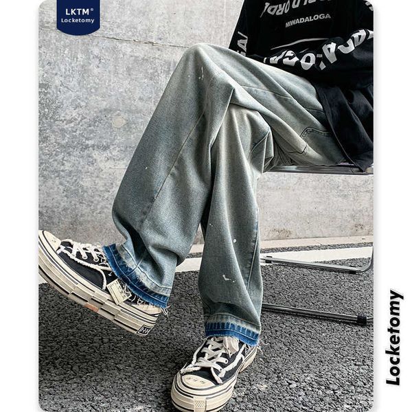 lktm men's # spring/summer high street jeans straight tube fashion brand graffiti speckled inks long pants, Blue
lktm men's # spring/summer high street jeans straight tube fashion brand graffiti speckled inks long pants, Blue