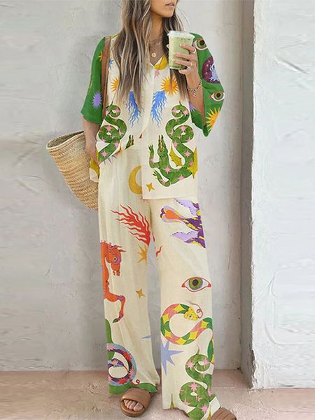 womens two piece pants cotton linen cartoon animal print shirt pant casual outfit ladies single breasted female elastic waist wide leg trous, White
womens two piece pants cotton linen cartoon animal print shirt pant casual outfit ladies single breasted female elastic waist wide leg trous, White