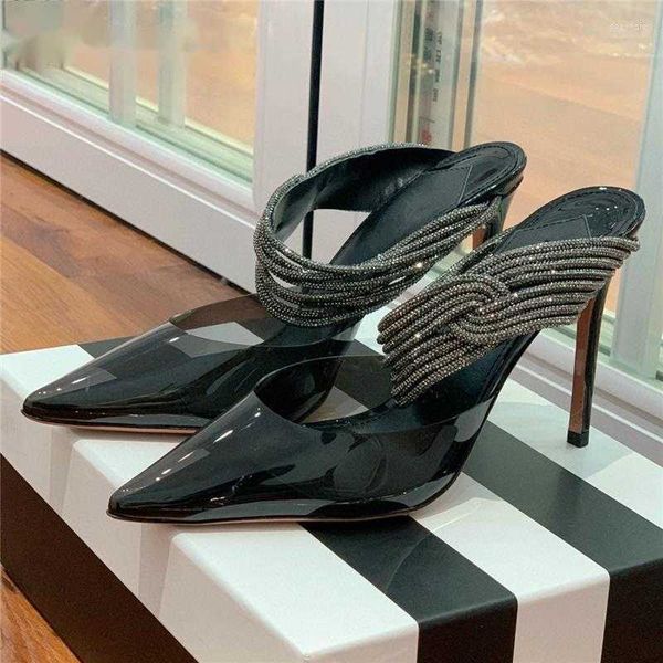 sandals clear pvc transparent pointed toe women 10cm stiletto heel twist rhinestone diamond slingbacks summer shoes, Black
sandals clear pvc transparent pointed toe women 10cm stiletto heel twist rhinestone diamond slingbacks summer shoes, Black