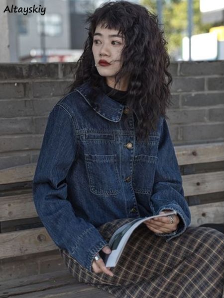 womens jackets women denim vintage design pockets autumn daily students allmatch simple pure stylish casual korean style streetwear 230726, Black;brown
womens jackets women denim vintage design pockets autumn daily students allmatch simple pure stylish casual korean style streetwear 230726, Black;brown