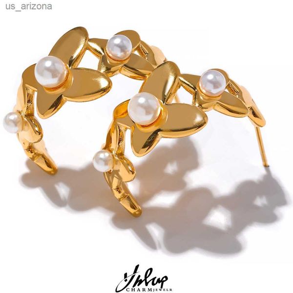 yhpup elegant imitation pearls butterfly flower earrings gold color stainless steel stylish charm korean chic sweet jewelry new l230620, Golden;silver
yhpup elegant imitation pearls butterfly flower earrings gold color stainless steel stylish charm korean chic sweet jewelry new l230620, Golden;silver